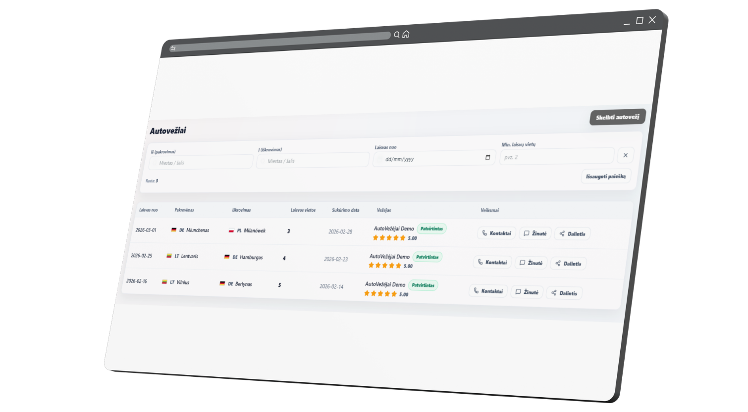 Auto vežėjai (autovežiai / traliukai)